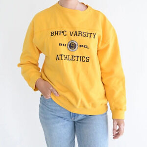 Vintage Beverly Hills Polo Club Yellow Embroidered  Crewneck College Sweater XL